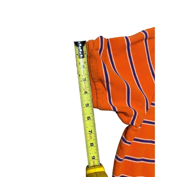 Polo Ralph Lauren Mens Large Orange Striped Short Sleeve Pique Polo Shirt - Picture 8 of 12